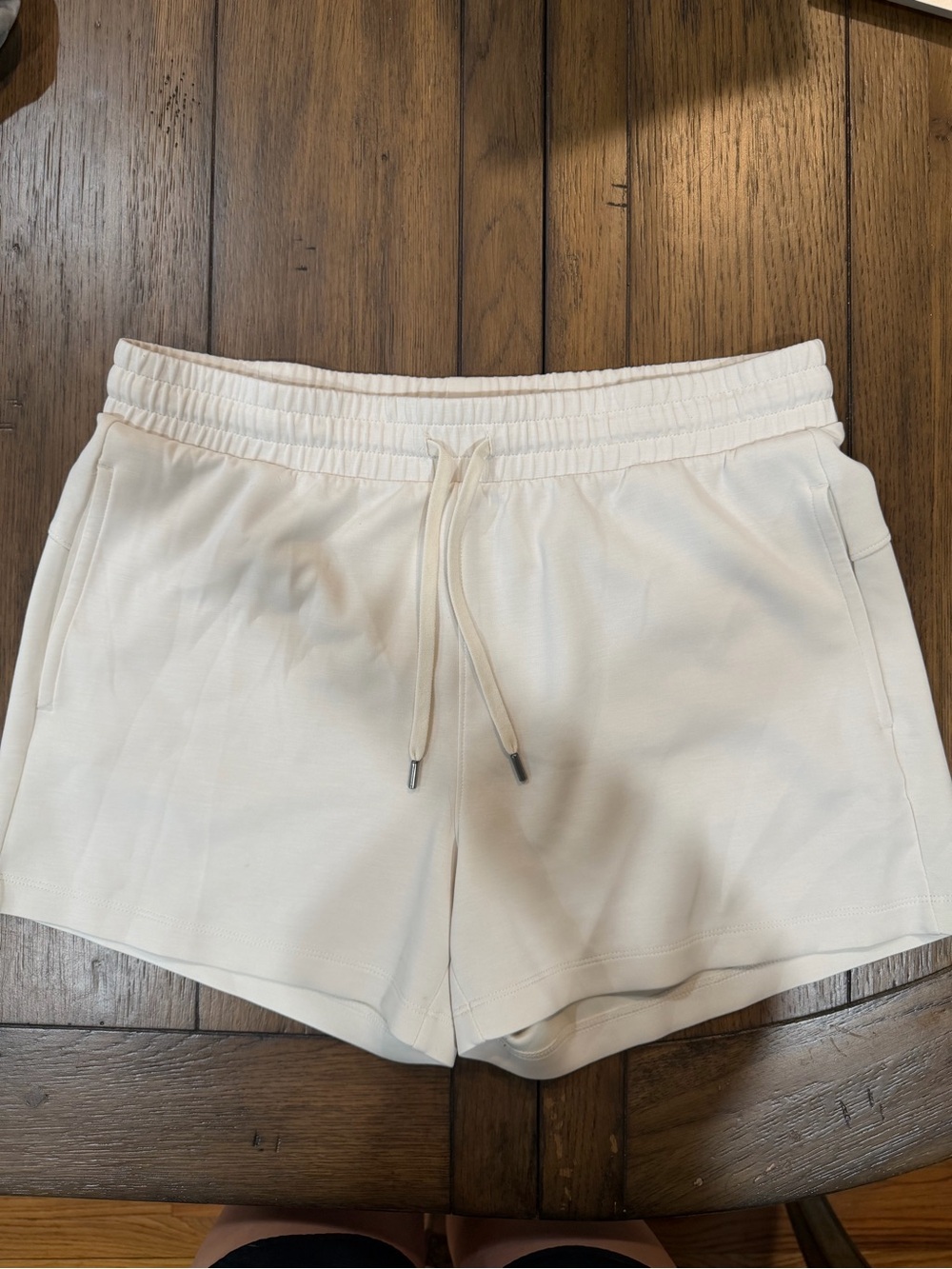 Women's Cream Drawstring Athletic Shorts